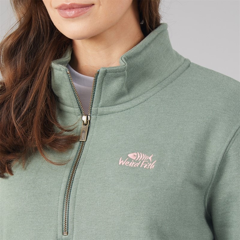Womens Emery 1/4 Zip Sweatshirt MilGreen - Image 3