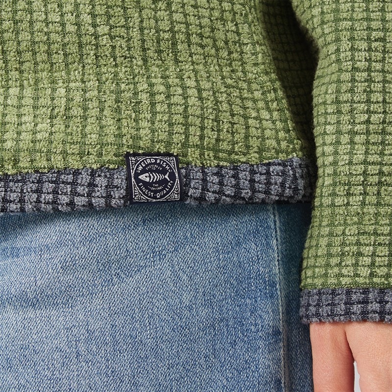 Womens Zelie 1/4 Zip Grid Fleece Irish Moss - Image 3