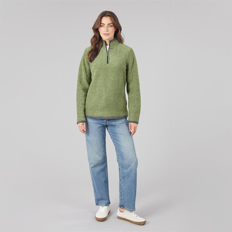 Womens Zelie 1/4 Zip Grid Fleece Irish Moss - Image 4