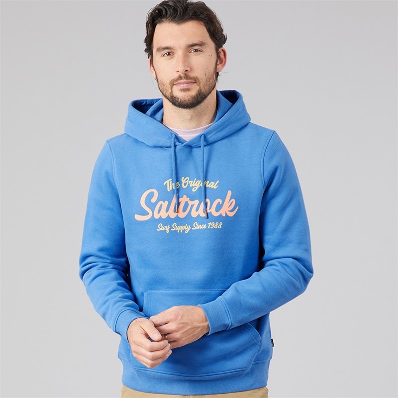 Saltrock Mens Postcard Block Hoodie Br Blue