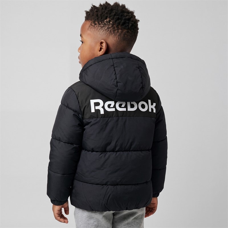 Boys Padded Hooded Jacket Black - Image 2