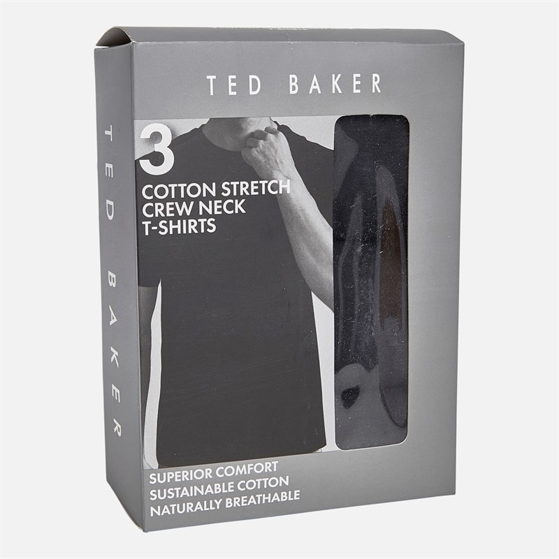 Mens Three Pack Crew Neck T-Shirts Black/Black/Black - Image 3