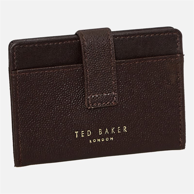 Ted Baker Mens Kamron Caviar Texture Leather Card Holder Brown Chocolate