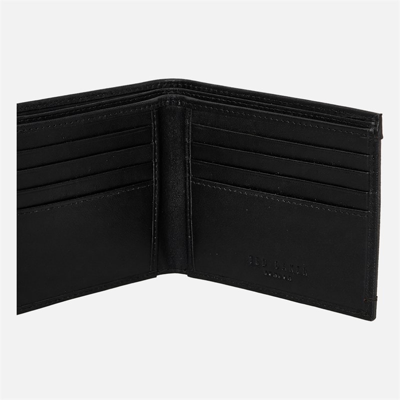Mens Conbel Saffiano Leather Brogue Wallet Black - Image 2