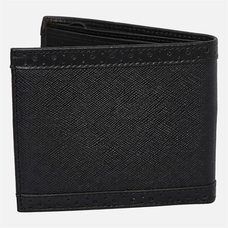 Mens Conbel Saffiano Leather Brogue Wallet Black - Image 3