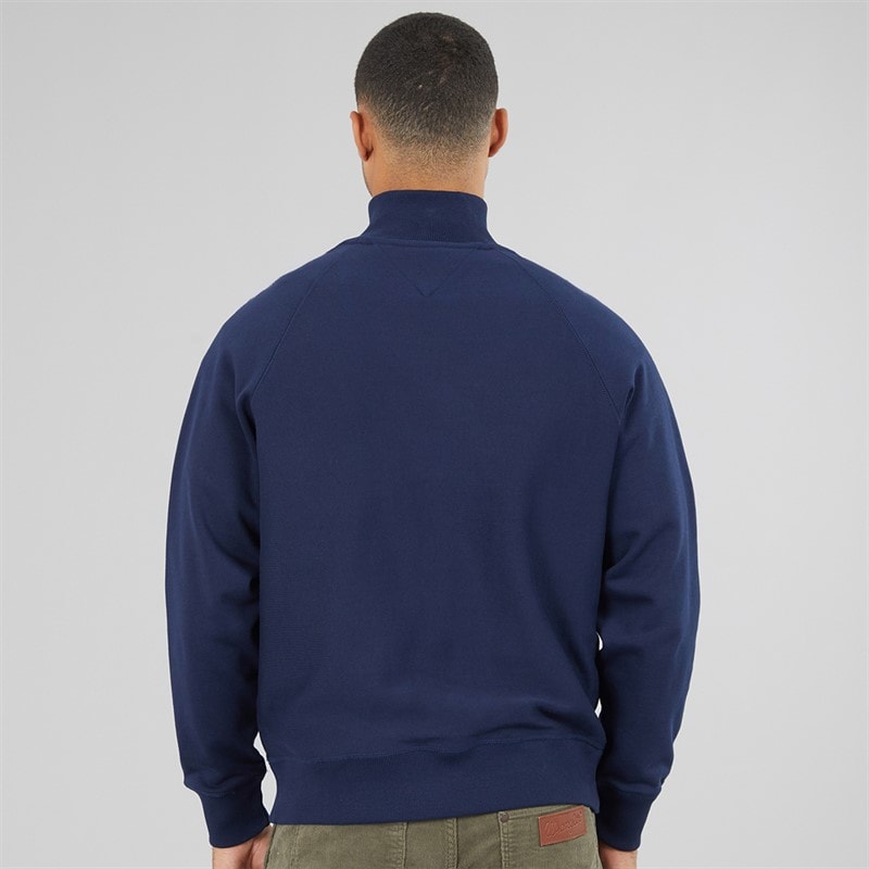 Mens Tommy Flag Elevated 1/4 Zip Sweatshirt Carbon Navy - Image 2