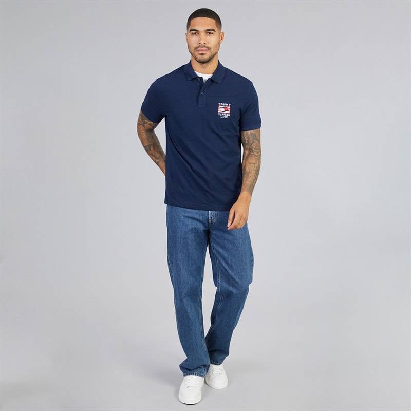 Mens Graphic Polo Shirt Carbon Navy - Image 4