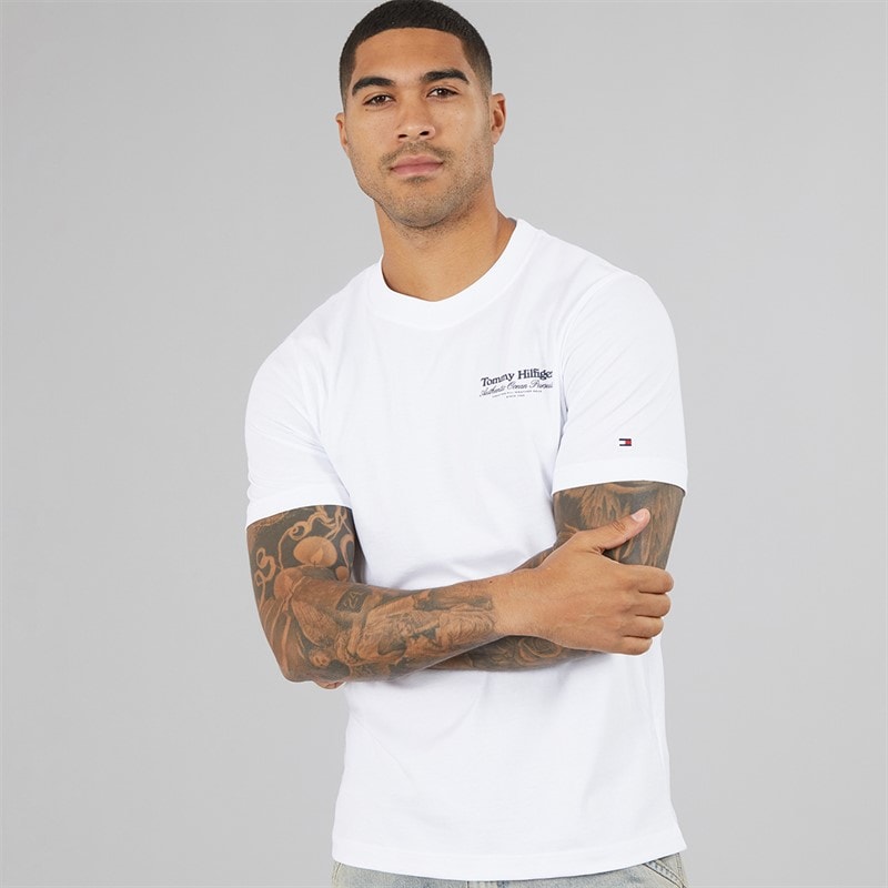 Tommy Hilfiger Mens Nautical Back Graphic T-Shirt White