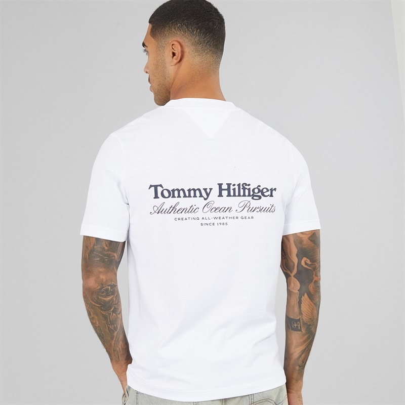 Mens Nautical Back Graphic T-Shirt White - Image 2