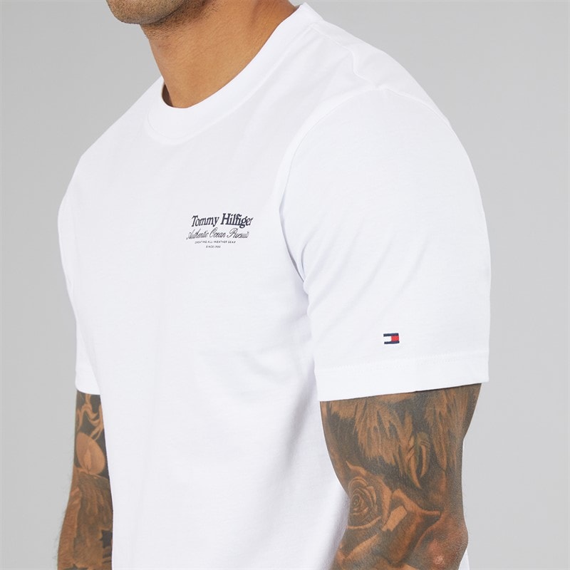 Mens Nautical Back Graphic T-Shirt White - Image 3