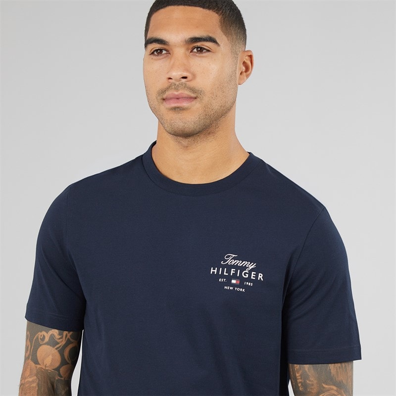 Mens Script Stack T-Shirt Desert Sky - Image 3