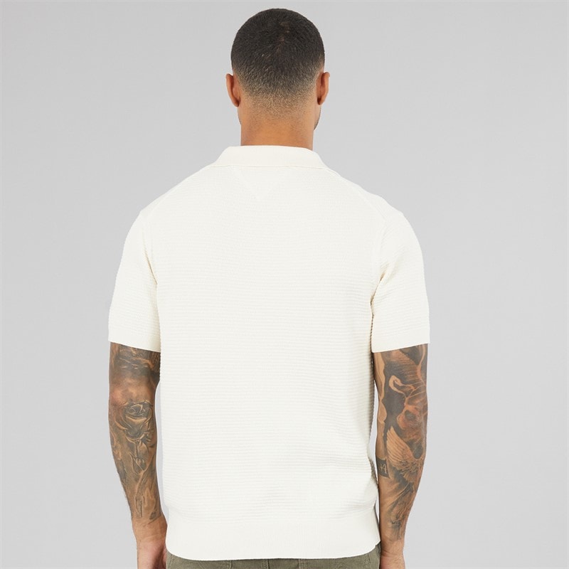 Mens Seasonal Knit Polo Shirt Ivory Petal - Image 2