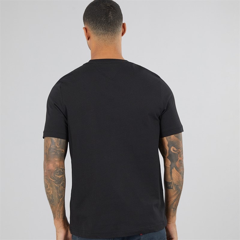 Mens Script Flag T-Shirt Black - Image 2