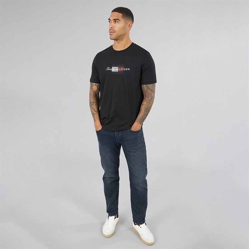 Mens Script Flag T-Shirt Black - Image 4