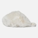 Womens Fluffy Mule Slippers Beige fur