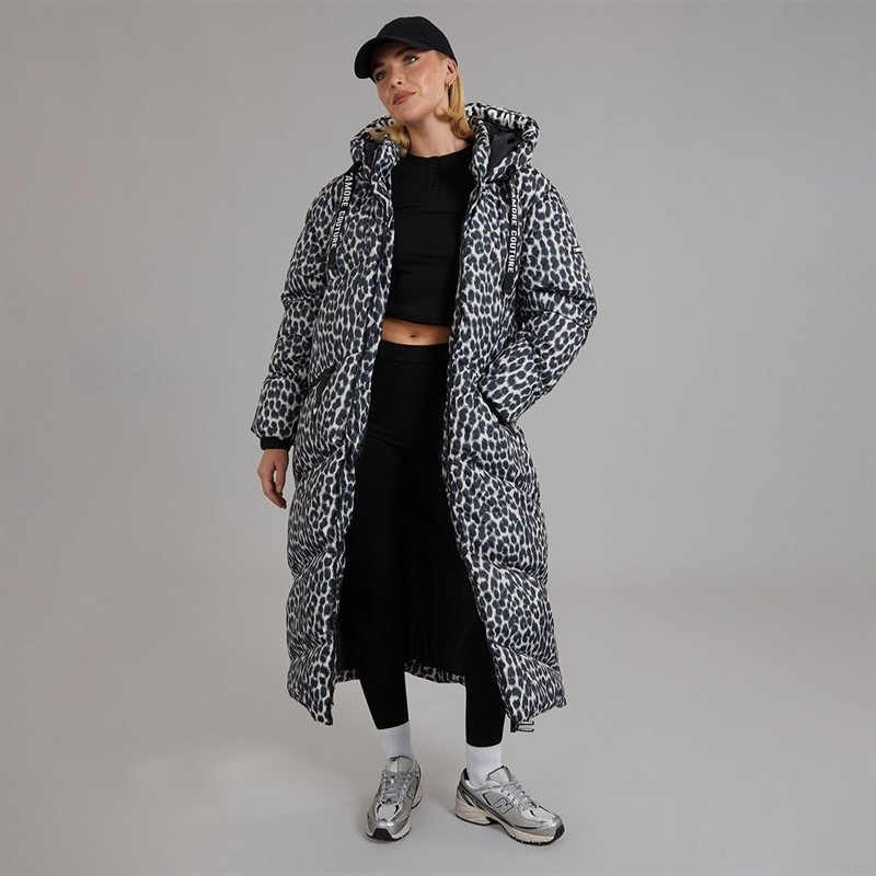 Womens Thea Long Waterproof Jacket Leopard - Image 4