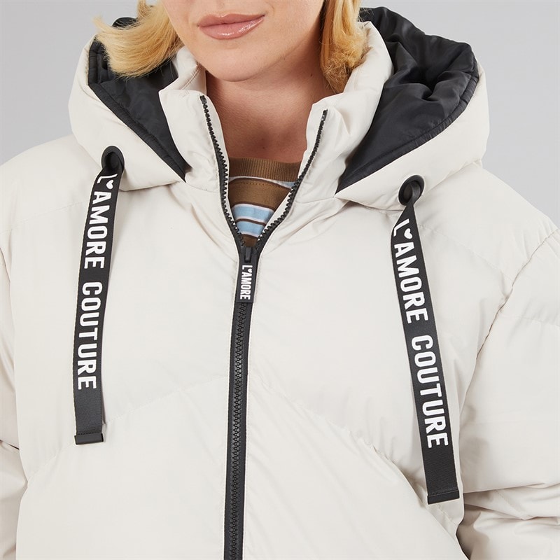 Womens Thea Long Waterproof Jacket Stone - Image 3