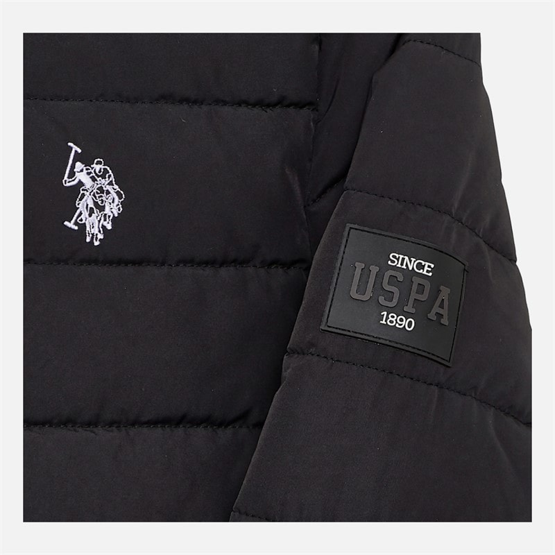 Boys Lightweight Quilt Hooded Puffer Jacket Black - Image 2