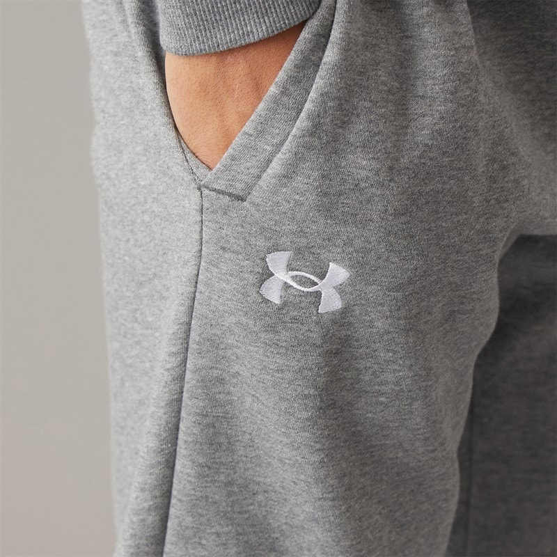 Mens UA Rival Fleece Joggers Castlerock Light Heather/White - Image 3
