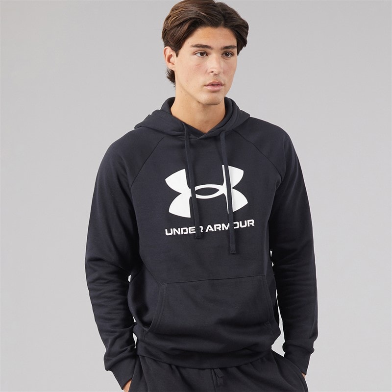 Under Armour Mens UA Rival Fleece Logo Hoodie Black/White