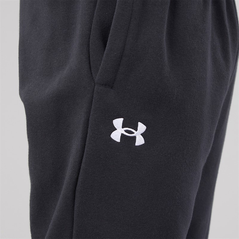 Mens UA Rival Fleece Joggers Black/White - Image 3