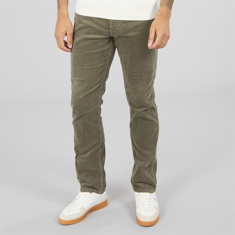 Wrangler Mens Greensboro Regular Straight Cord Trousers Dusty Olive