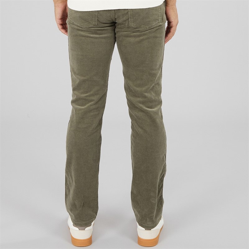 Mens Greensboro Regular Straight Cord Trousers Dusty Olive - Image 2