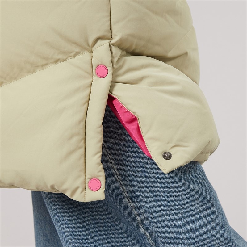 Womens Isley Long Puffer Coat Khaki - Image 5