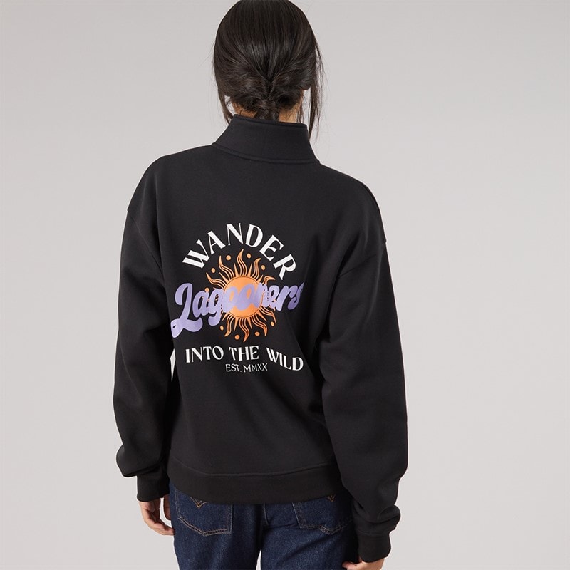 Womens Burlow 1/4 Zip Sweatshirt Black - Image 2