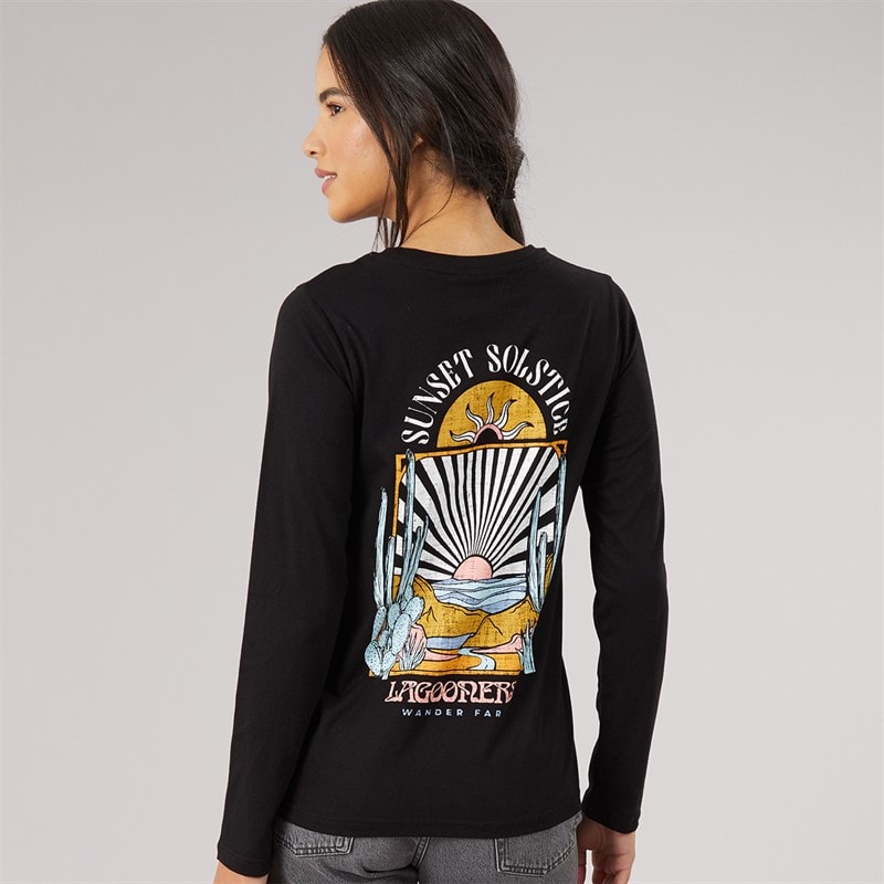 Womens Oak Long Sleeve T-Shirt Black - Image 3