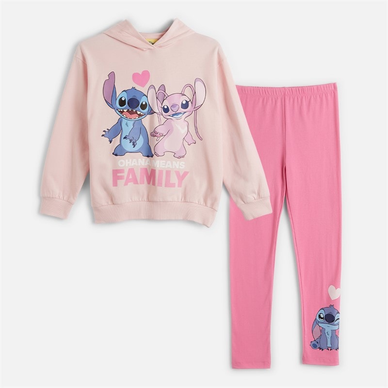 Lilo and Stitch Girls Hoodie And Leggings Set Pink