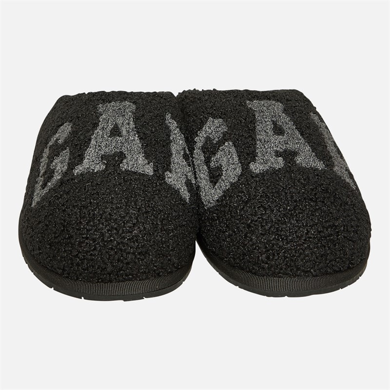 Mens Plano III Borg Slippers Black - Image 4