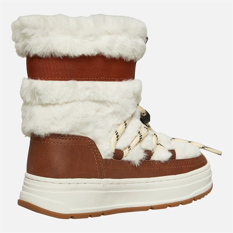 Girls Paradise High Fur Snow Boots Sand Khaki - Image 5