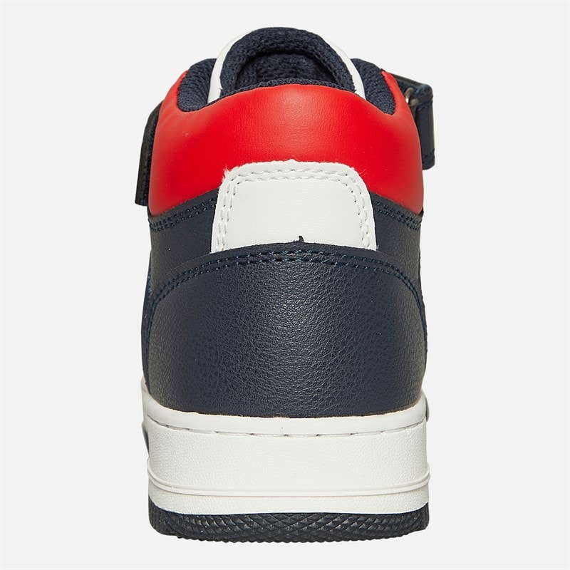 Boys Boston Mid Trainers Navy/Red - Image 3