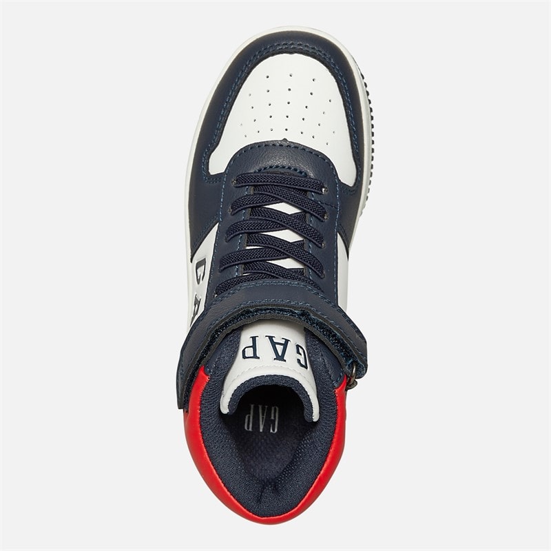 Boys Boston Mid Trainers Navy/Red - Image 4