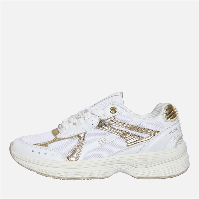 Womens Sunset Trainers White Gold - Image 1