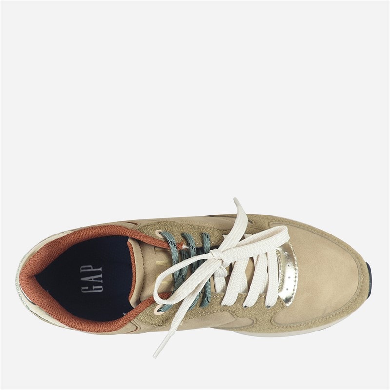 Womens Run Gold Flat Trainers Rock - Image 4