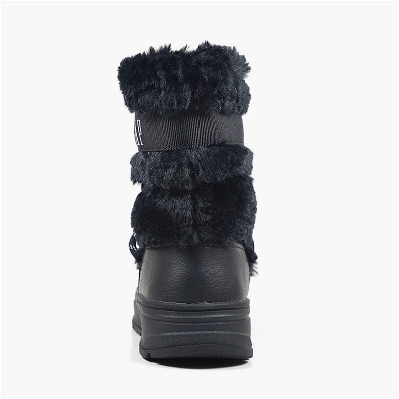 Girls Paradise High Fur Snow Boots Black - Image 2