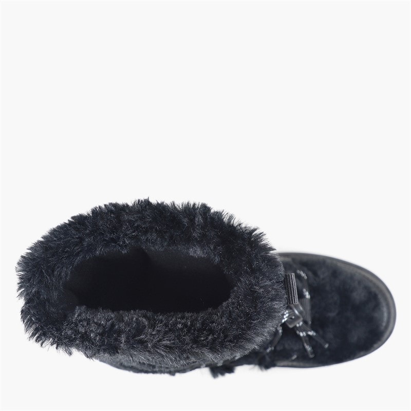Girls Paradise High Fur Snow Boots Black - Image 4