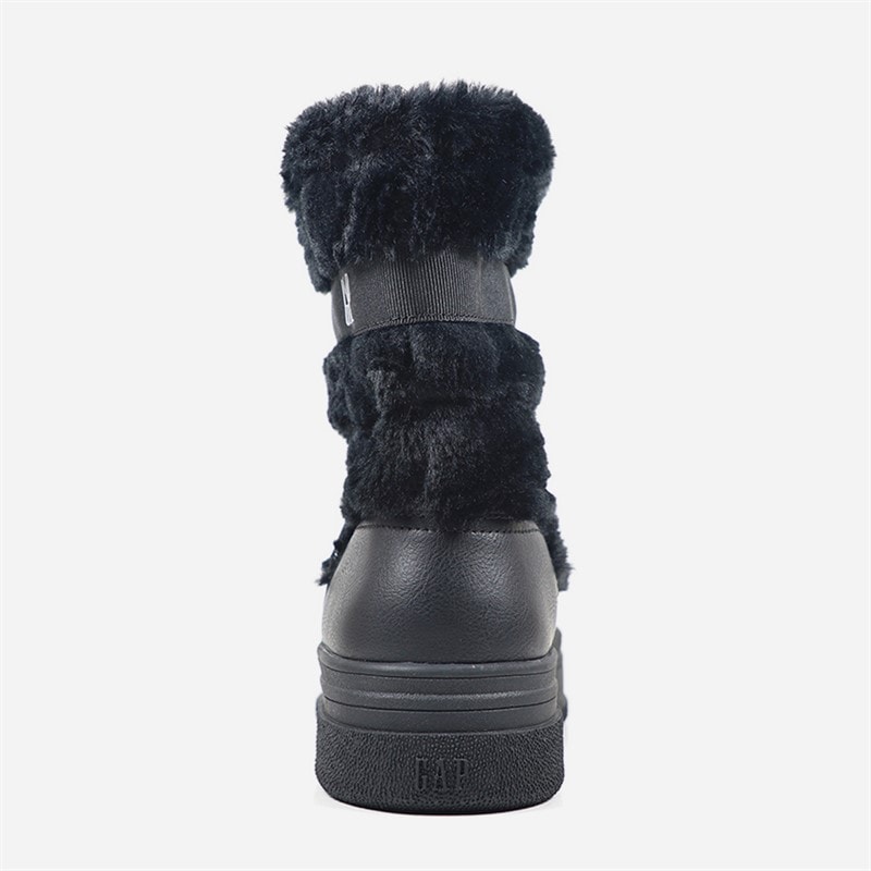 Womens Paradise High Fur Snow Boots Black - Image 3
