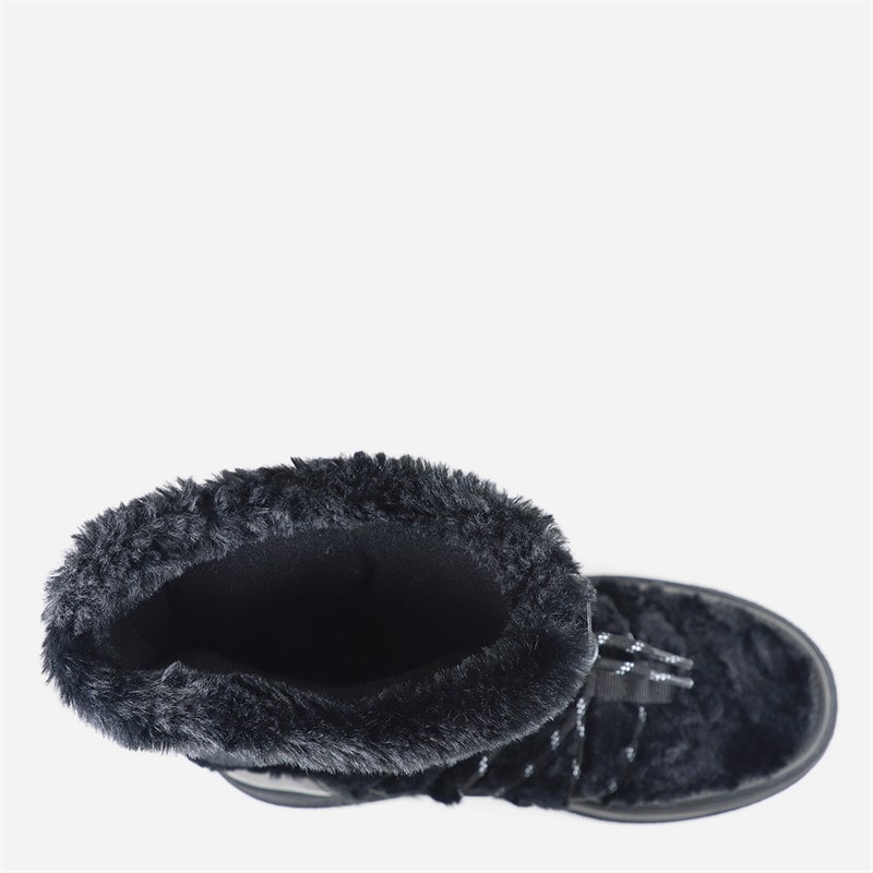 Womens Paradise High Fur Snow Boots Black - Image 4