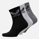 Three Pack Cushioned Quarter Socks White/Black/Grey