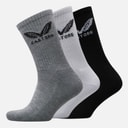 Three Pack Cushioned Crew Socks White/Black/Grey