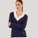 Womens Hereford V-Neck Jumper Navy
