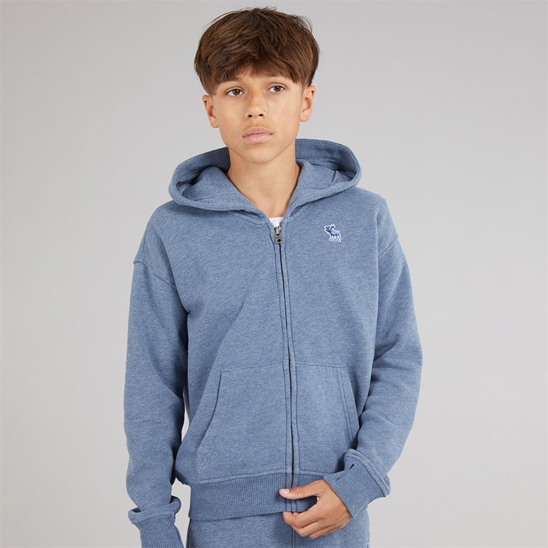 Abercrombie & Fitch Boys Essentials Full Zip Hoodie Vintage Indigo Heather - Image 1