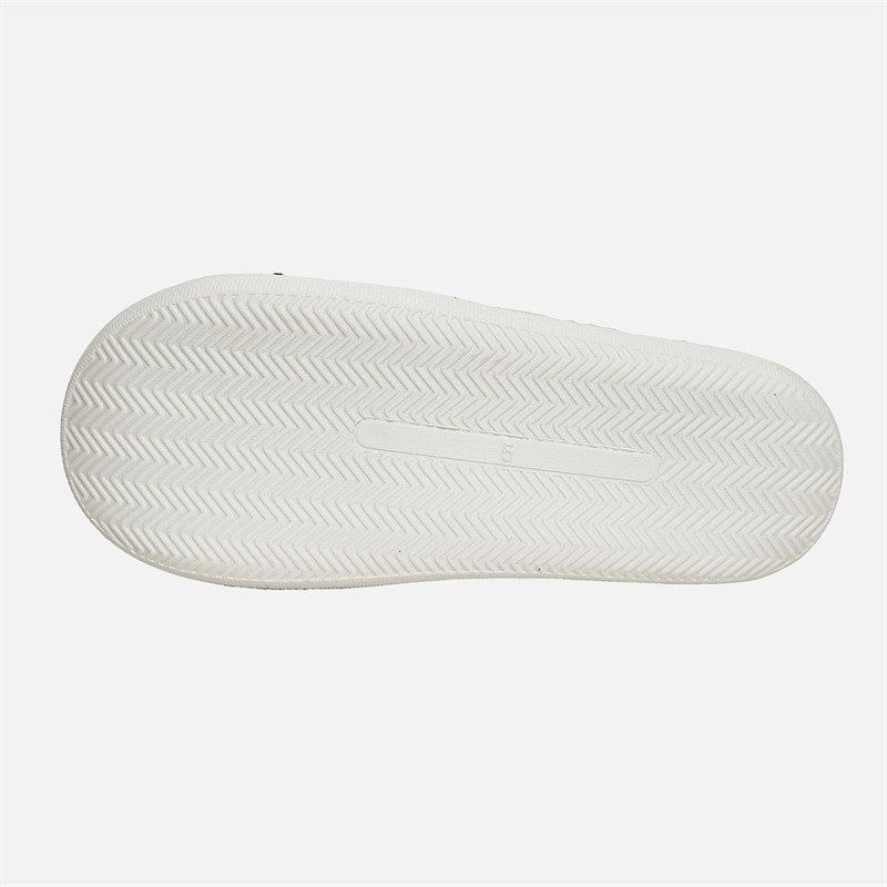 Womens Happy Face Mule Slippers Black/White Check - Image 3