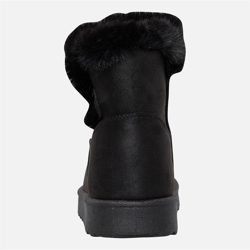 Womens Button Trim Cosy Ankle Boots Black - Image 3