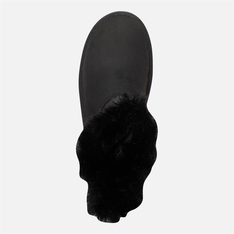 Womens Button Trim Cosy Ankle Boots Black - Image 4