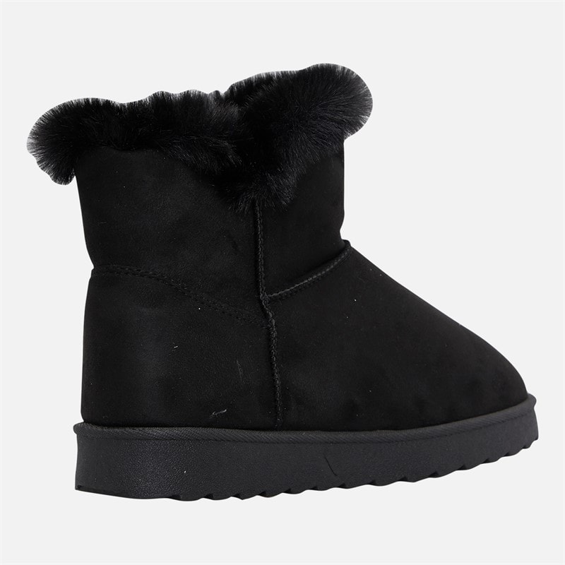 Womens Button Trim Cosy Ankle Boots Black - Image 5