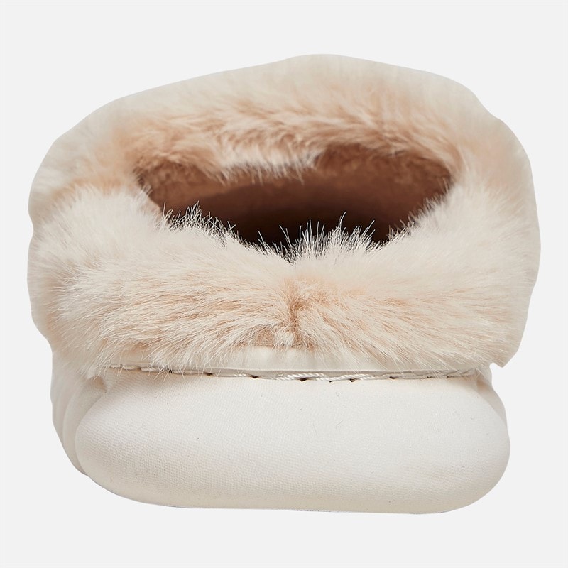 Womens Jewel Trim Mule Slippers Beige - Image 4